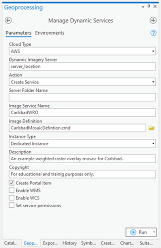 Manage Dynamic Service tool in Geoprocessing pane Manage Dynamic Service tool in Geoprocessing pane