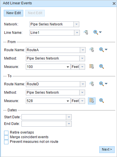 Add Linear Events widget Add Linear Events widget