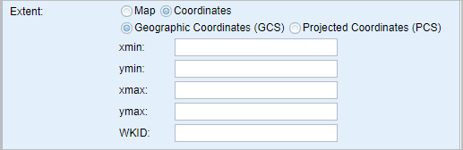 Extent section, GCS options Extent section, GCS options