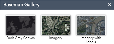 Use Basemap Gallery. Use Basemap Gallery.